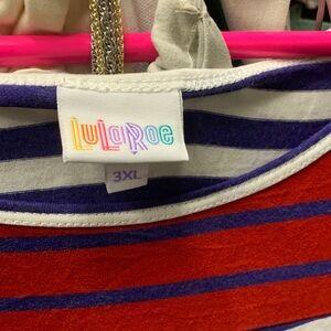 LuLaRoe Red and Purple Striped Top 3XL